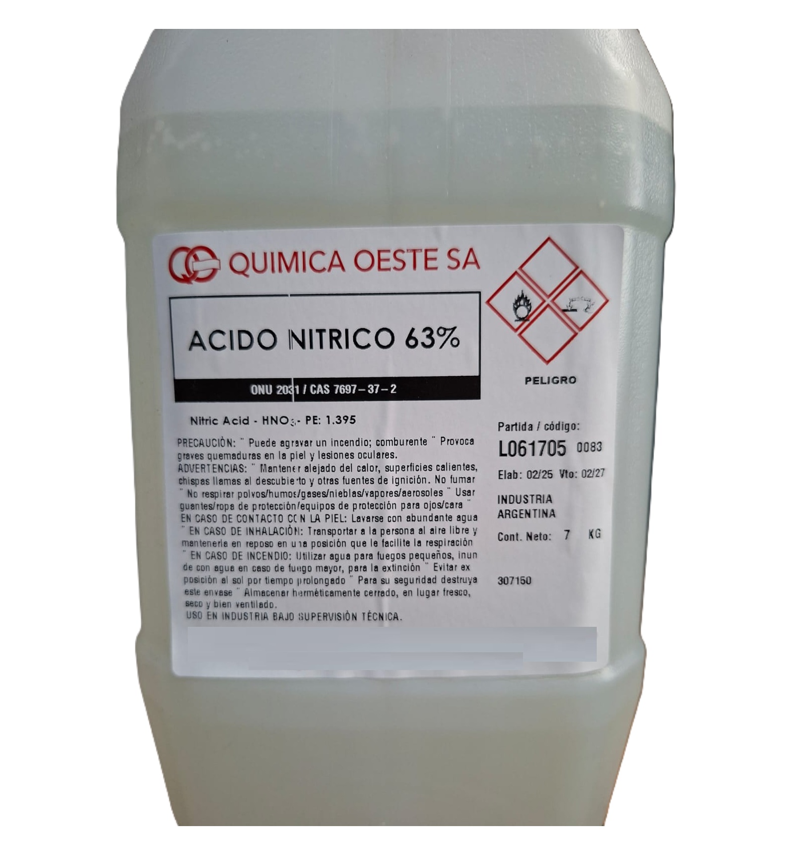 ACIDO NITRICO 63% x 7KG