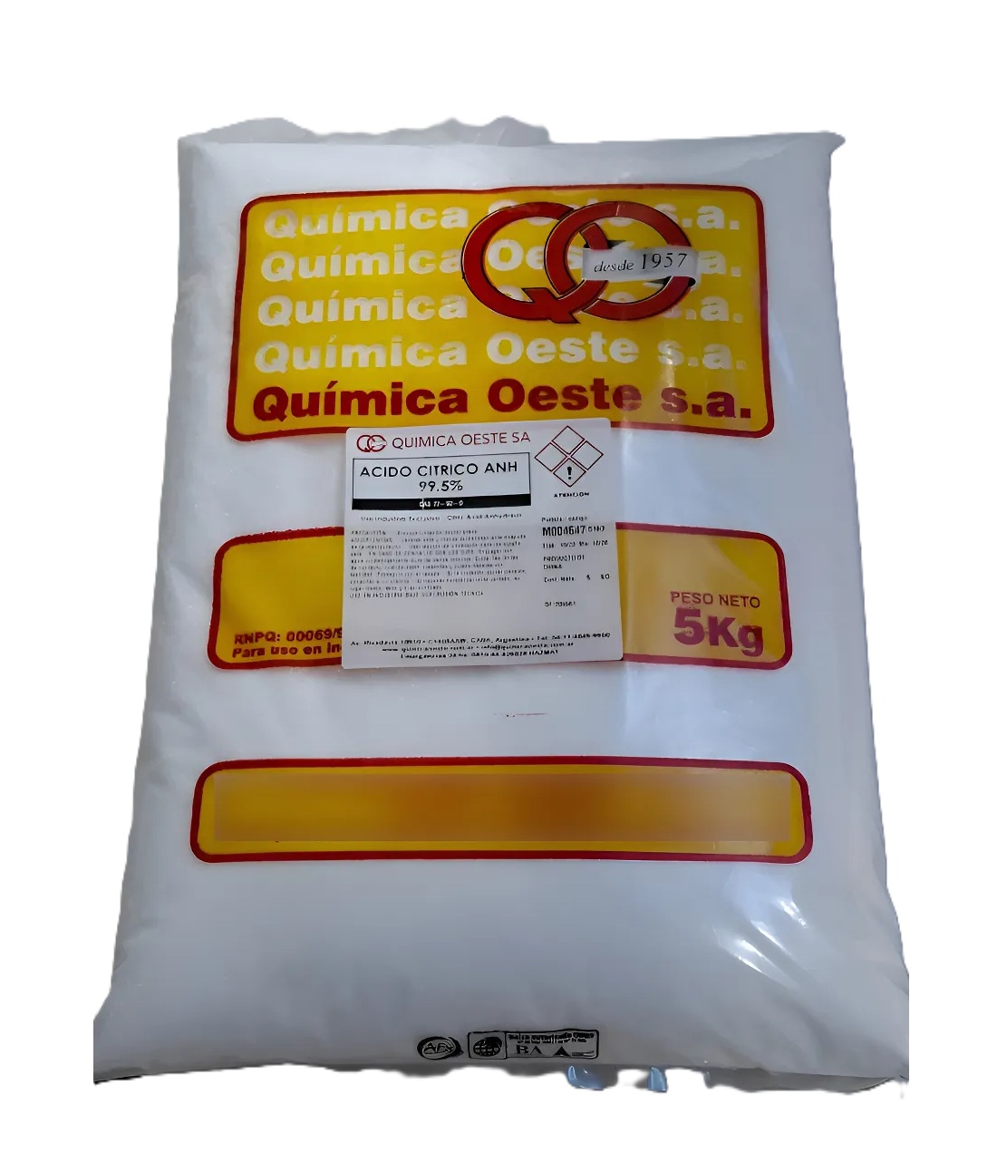 ACIDO CITRICO ANH 99,5% bolsx5KG