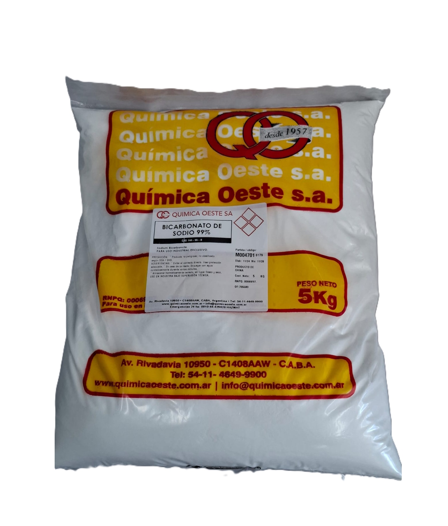BICARBONATO DE SODIO 99% bolsx5KG