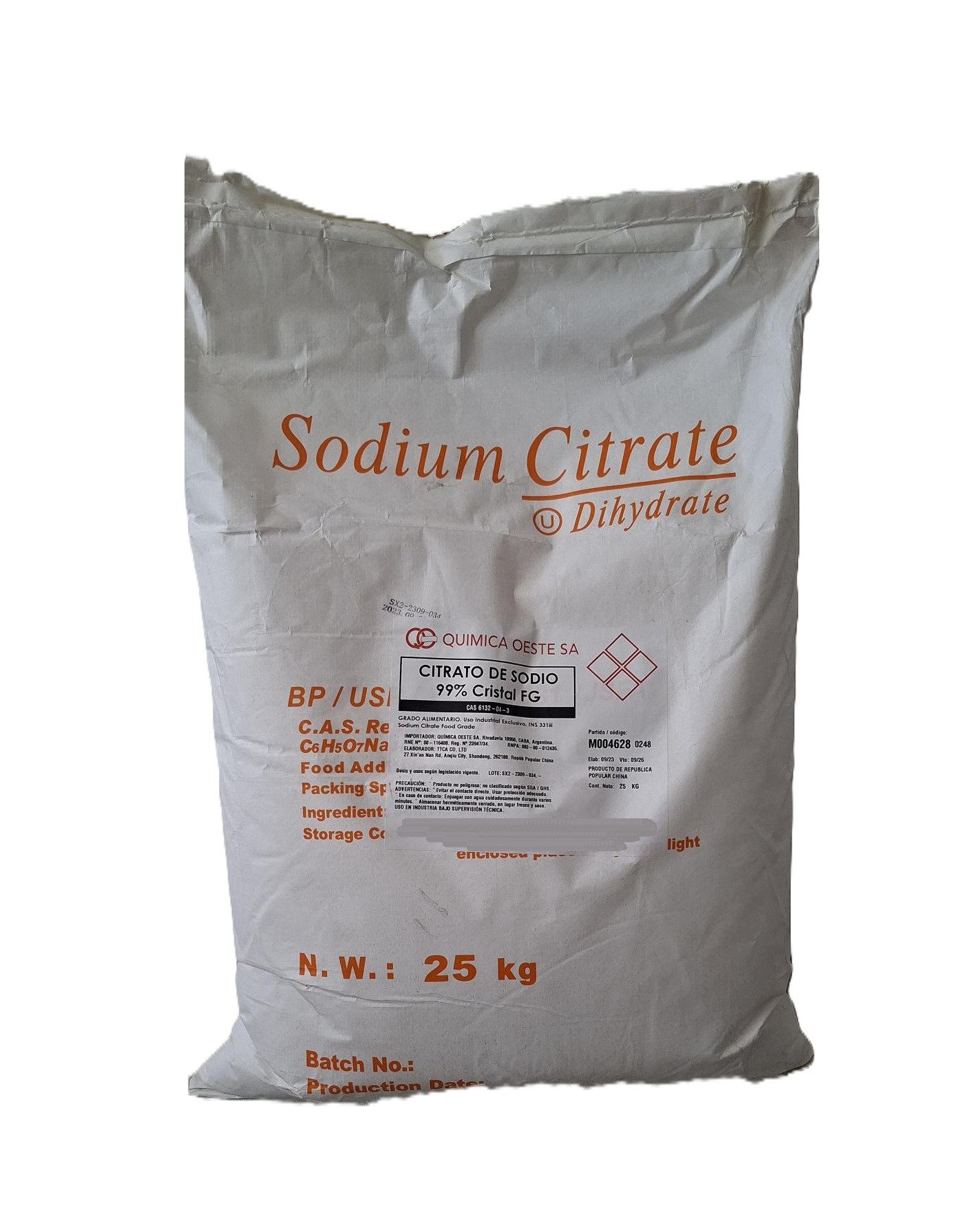 CITRATO DE SODIO 99% CRISTAL FG x 25Kg