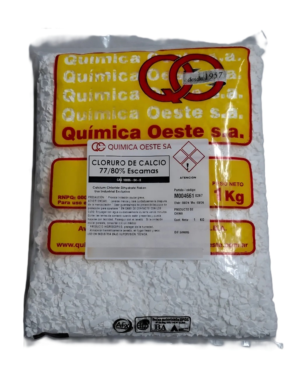 CLORURO DE CALCIO 77/80% Esc bolsx1KG