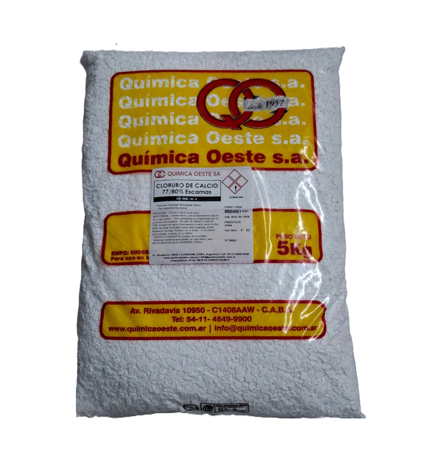CLORURO DE CALCIO 77/80% Esc bolsx5KG
