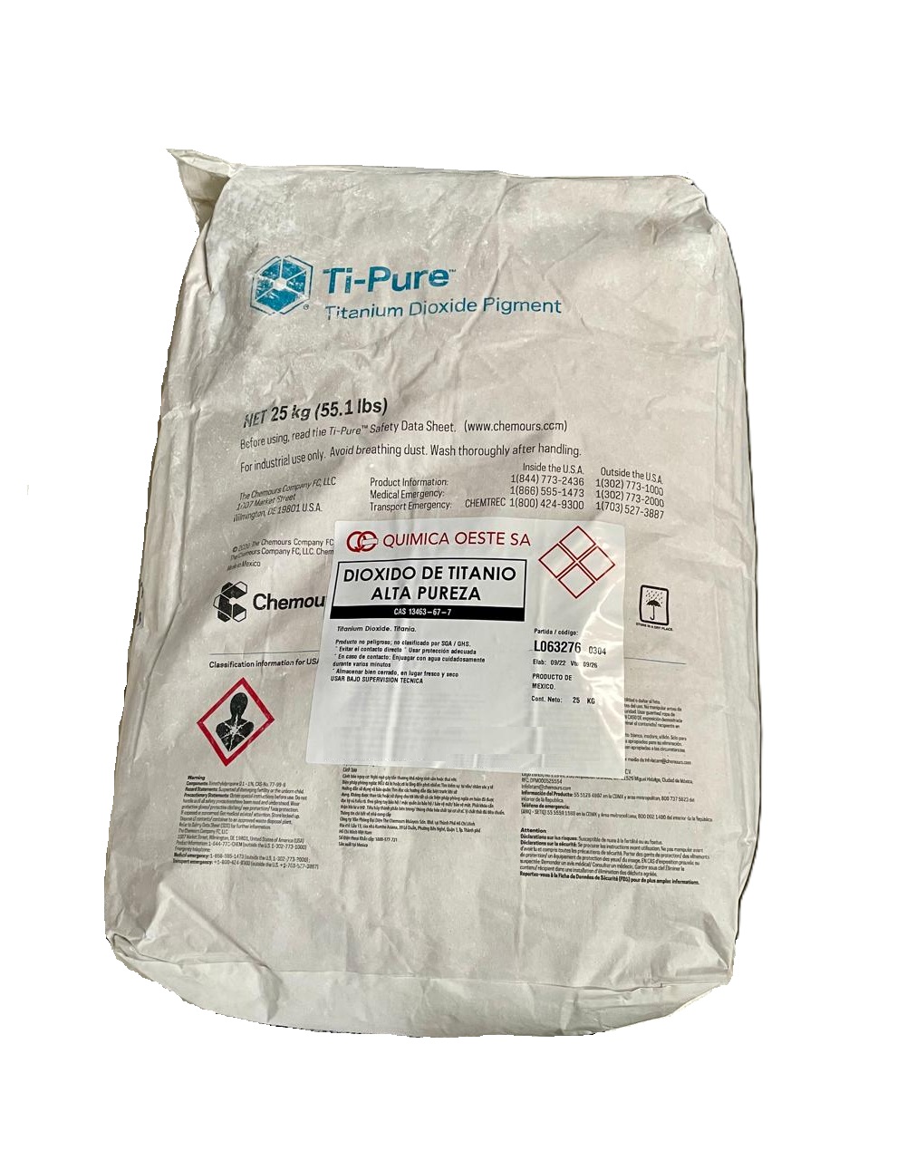 DIOXIDO DE TITANIO ALTA PUREZA x 25Kg