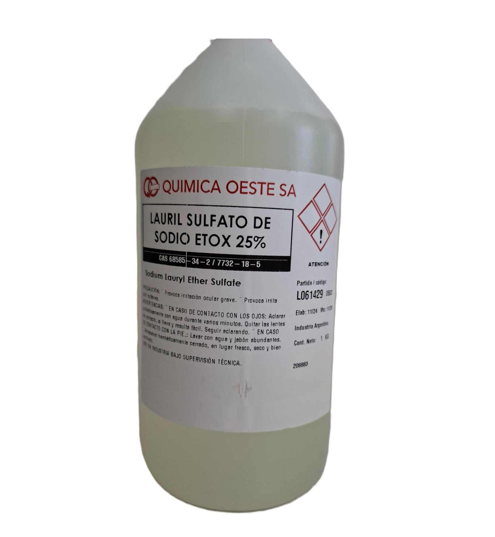 LAURIL SULFATO SODIO ETOX 25% x 1KG