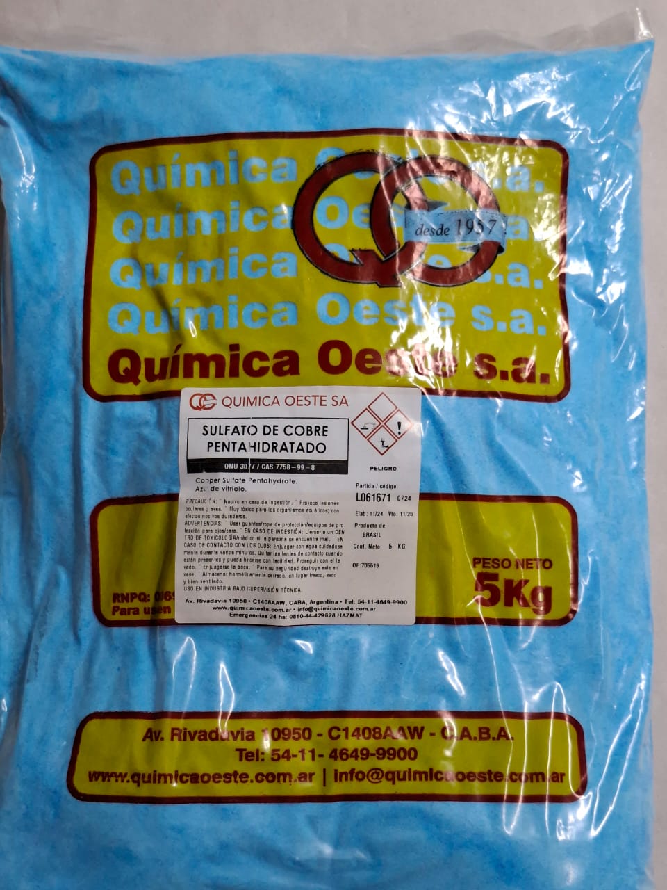 SULFATO DE COBRE PENTAH x 5Kg