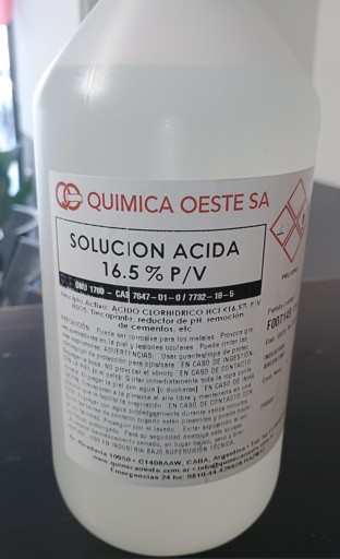 SOLUCION ACIDA 16,5% P/V botex1Lt