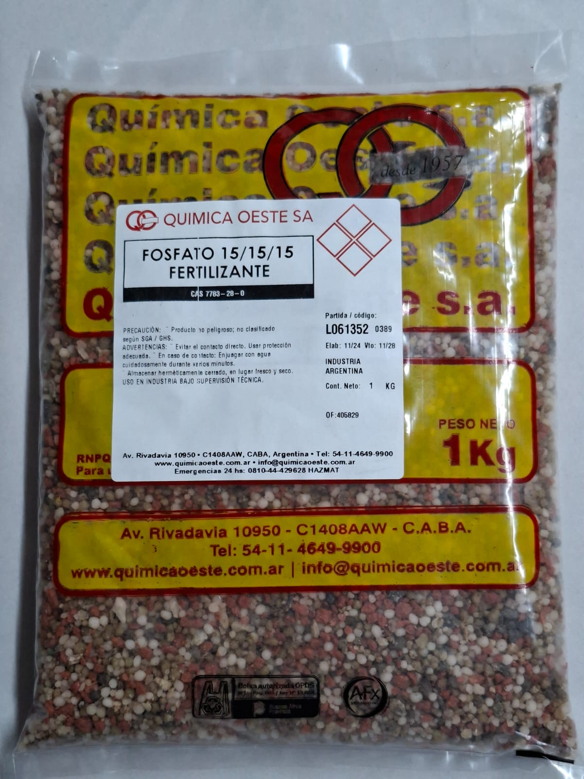 FOSFATO 15/15/15 FERTILIZANTE bolsx1KG