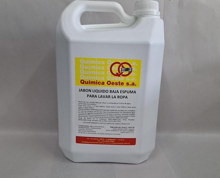 JABON LIQUIDO BAJA ESPUMA bidox5Lt