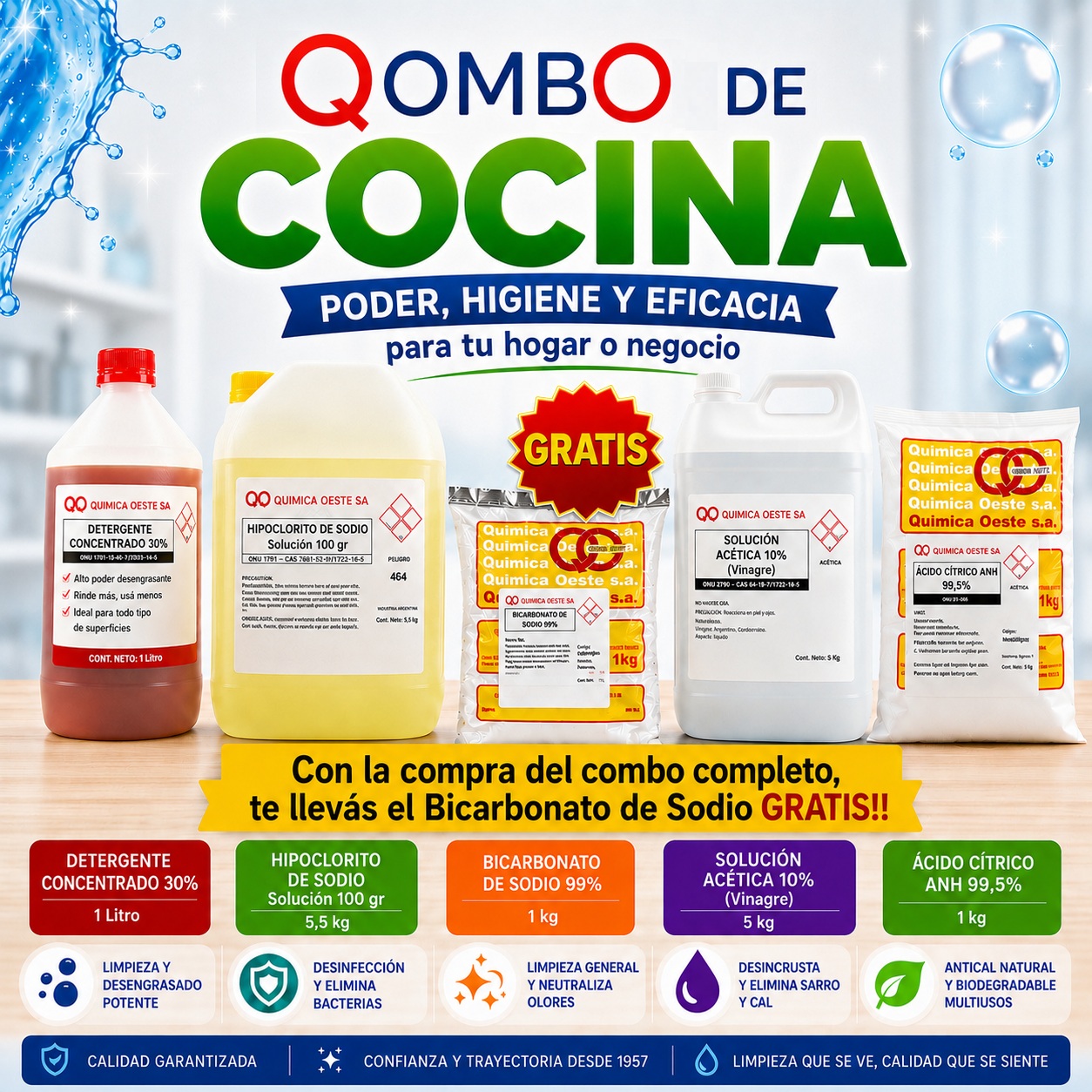 Combo Cocina Detergente + Varios Prod. Bicarbonato Sin Cargo
