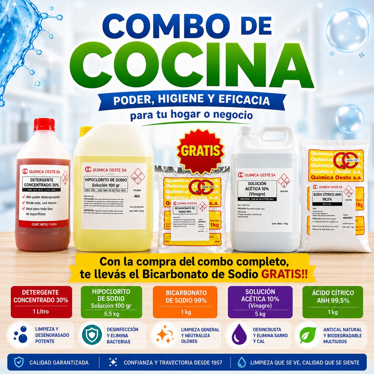Combo Cocina Detergente + Varios Prod. Bicarbonato Sin Cargo