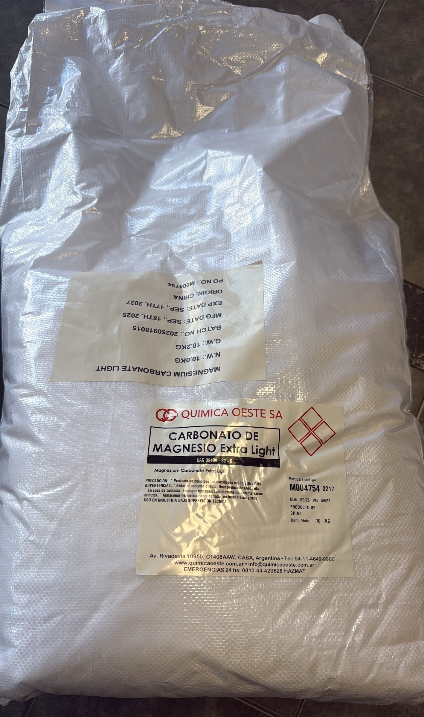 CARBONATO DE MAGNESIO Extra Ligth bolsx10KG