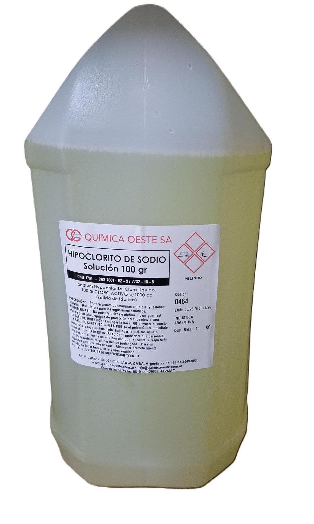 HIPOCLORITO DE SODIO Solución 100 gr x 11KG