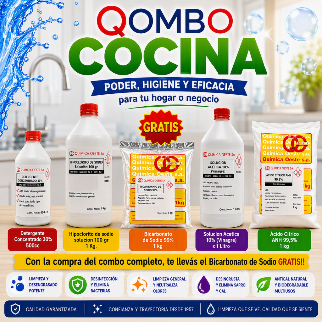 Combo Cocina Detergente + Hipoclorito de sodio + Prod. vs.