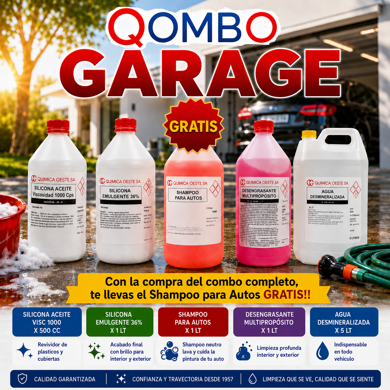 Combo Garage Silicona + Prod Vs. C/ Shampoo P/autos Sin Cargo