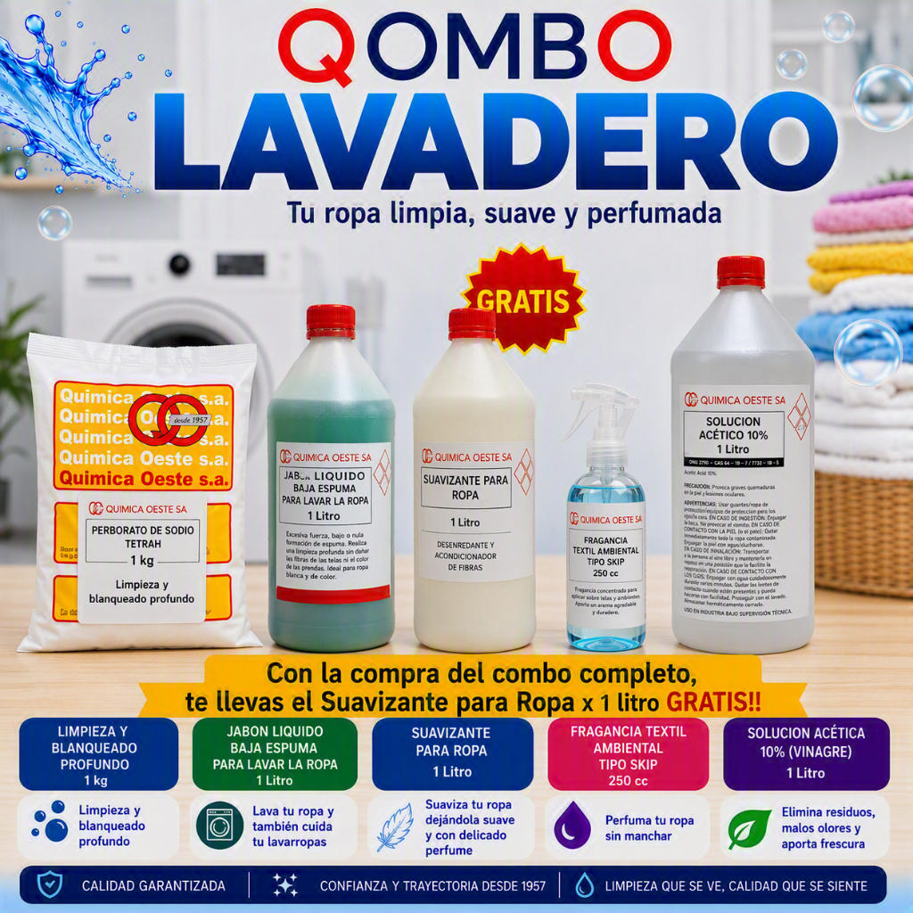 Combo Lavadero Jabón Liqu + Suavizante para Ropa + Prod Vs.